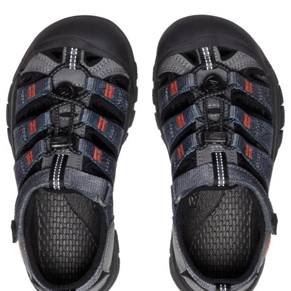 Keen Kids Gray and Black Water Shoe with Orange Accents